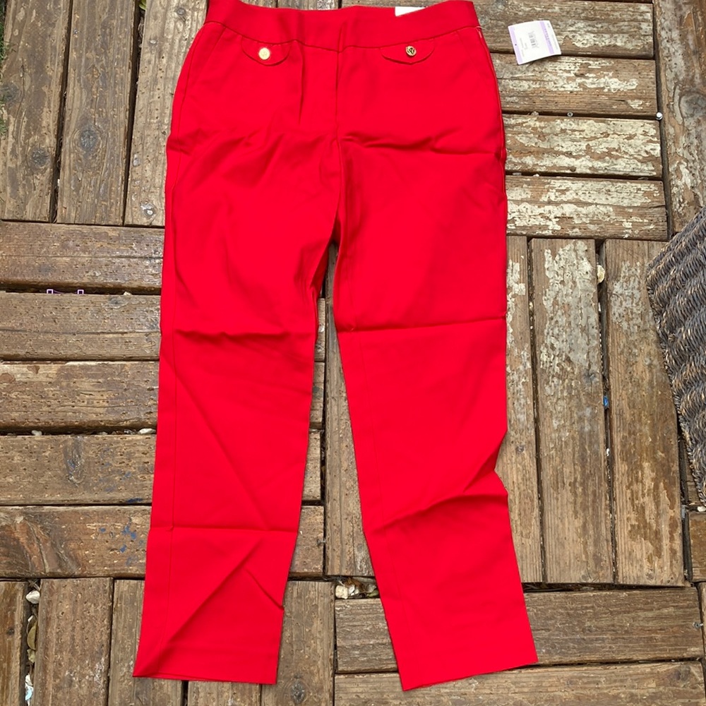 Anne Klein red slim ankle pants